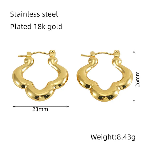 1 Pair Casual Heart Shape 304 Stainless Steel 18K Gold Plated Hoop Earrings