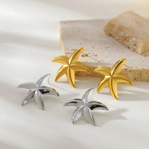 1 Pair Casual Simple Style Classic Style Starfish 304 Stainless Steel Ear Studs