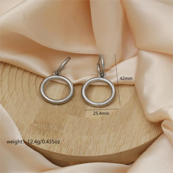 1 Pair Casual Simple Style Commute Round Polishing 304 Stainless Steel 18K Gold Plated Drop Earrings