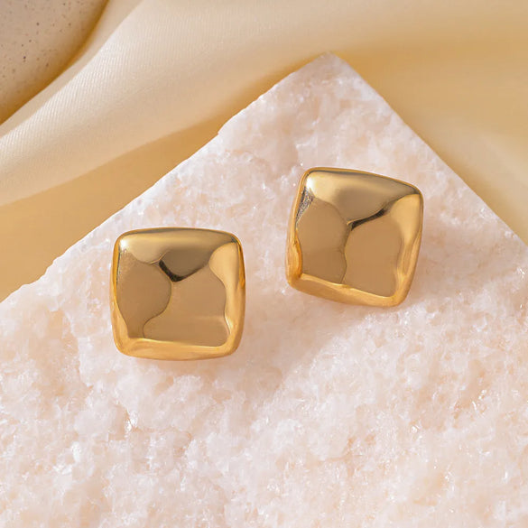 1 Pair Casual Simple Style Commute Square Polishing Plating 304 Stainless Steel 18K Gold Plated Ear Studs