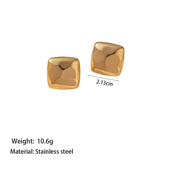 1 Pair Casual Simple Style Commute Square Polishing Plating 304 Stainless Steel 18K Gold Plated Ear Studs