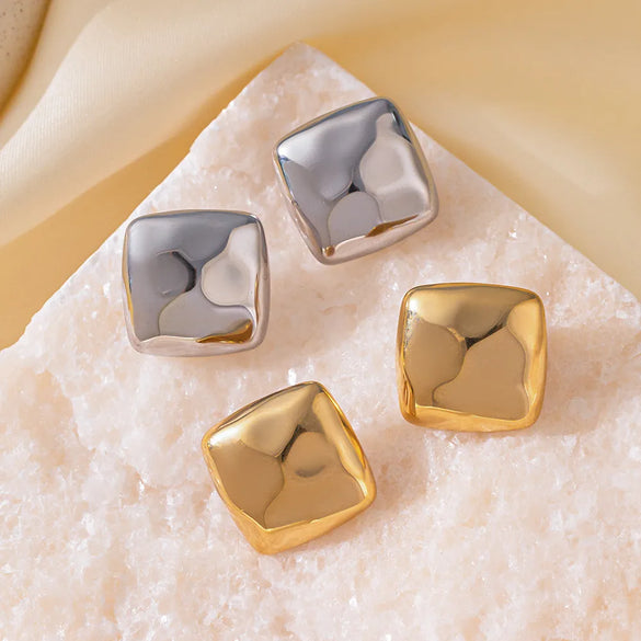 1 Pair Casual Simple Style Commute Square Polishing Plating 304 Stainless Steel 18K Gold Plated Ear Studs