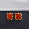 1 Pair Casual Simple Style Four Leaf Clover Plating Inlay Copper Shell Zircon Drop Earrings