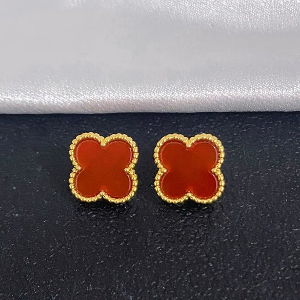 1 Pair Casual Simple Style Four Leaf Clover Plating Inlay Copper Shell Zircon Drop Earrings