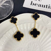 1 Pair Casual Simple Style Four Leaf Clover Plating Inlay Copper Shell Zircon Drop Earrings
