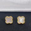 1 Pair Casual Simple Style Four Leaf Clover Plating Inlay Copper Shell Zircon Drop Earrings