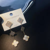 1 Pair Casual Simple Style Four Leaf Clover Plating Inlay Copper Shell Zircon Drop Earrings