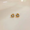 1 Pair Casual Simple Style Heart Shape Flower Butterfly Inlay Titanium Steel Shell Zircon Ear Studs