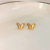 1 Pair Casual Simple Style Heart Shape Flower Butterfly Inlay Titanium Steel Shell Zircon Ear Studs