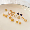 1 Pair Casual Simple Style Heart Shape Flower Butterfly Inlay Titanium Steel Shell Zircon Ear Studs