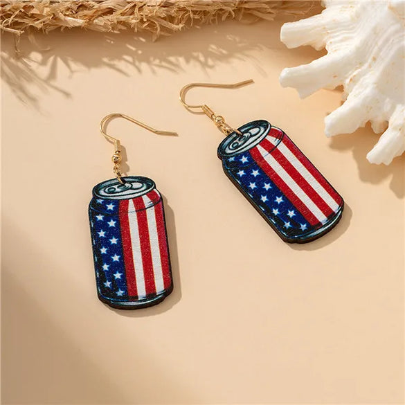 1 Pair Casual Simple Style National Flag Bottle Wood Drop Earrings