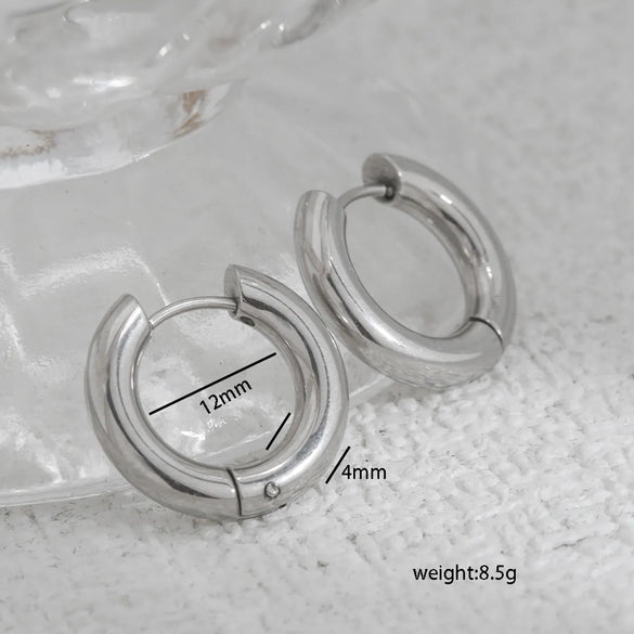 1 Pair Casual Simple Style Round 304 Stainless Steel Earrings