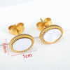1 Pair Casual Simple Style Round Heart Shape Butterfly Inlay 304 Stainless Steel Shell Ear Studs
