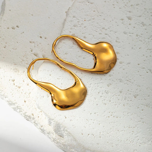 1 Pair Casual Simple Style Round Plating Hollow Out 304 Stainless Steel 14K Gold Plated Earrings