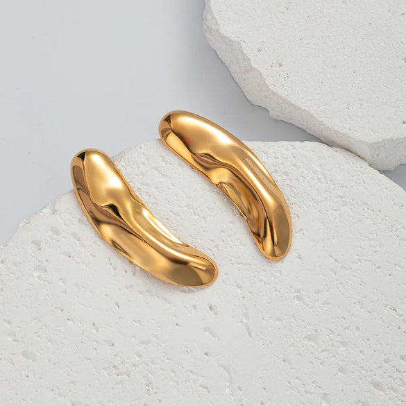 1 Pair Casual Simple Style Round Plating Hollow Out 304 Stainless Steel 14K Gold Plated Earrings
