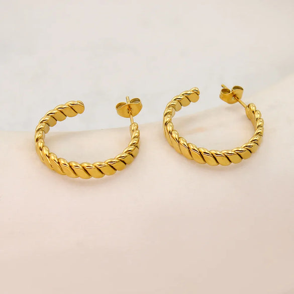 1 Pair Casual Simple Style Solid Color 304 Stainless Steel 18K Gold Plated Ear Studs