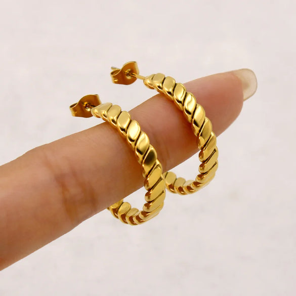 1 Pair Casual Simple Style Solid Color 304 Stainless Steel 18K Gold Plated Ear Studs