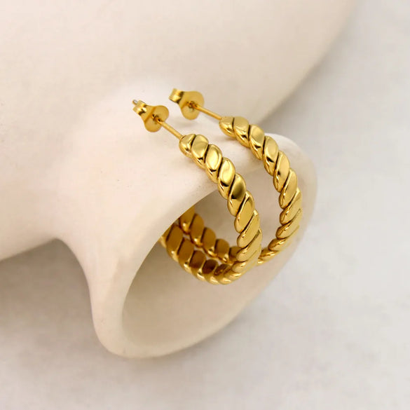 1 Pair Casual Simple Style Solid Color 304 Stainless Steel 18K Gold Plated Ear Studs