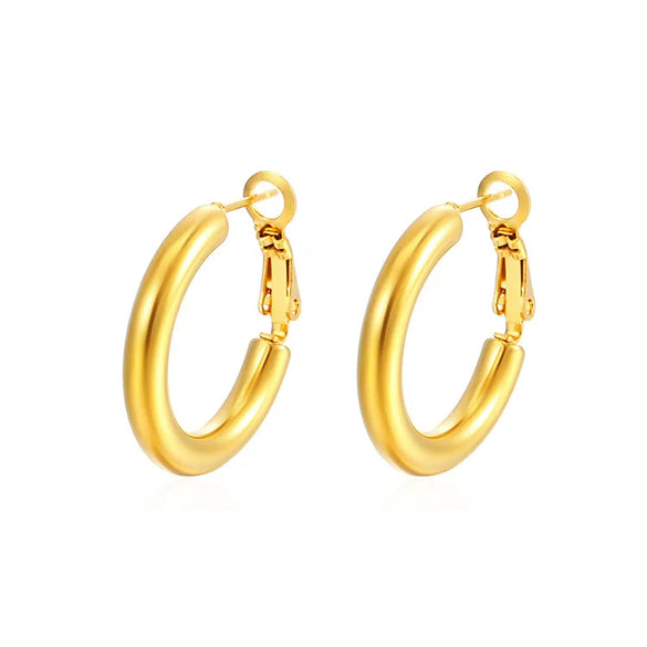 1 Pair Casual Simple Style Solid Color 304 Stainless Steel 18K Gold Plated Earrings