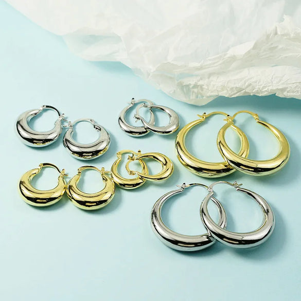 1 Pair Casual Simple Style Solid Color Copper 18K Gold Plated Earrings