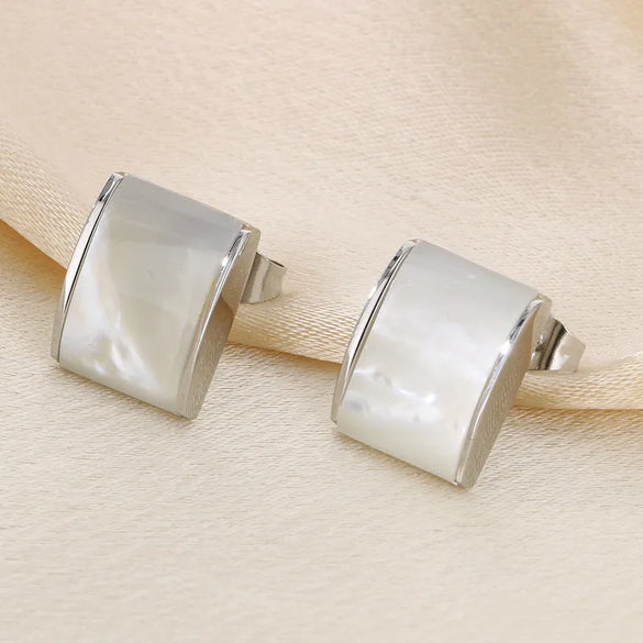 1 Pair Casual Simple Style Square Inlay 304 Stainless Steel Shell 18K Gold Plated Ear Studs