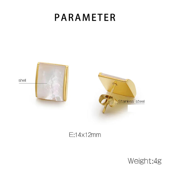 1 Pair Casual Simple Style Square Inlay 304 Stainless Steel Shell 18K Gold Plated Ear Studs