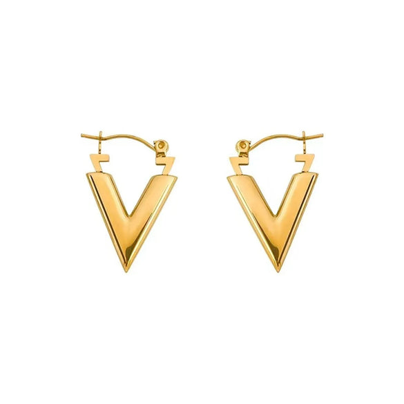 1 Pair Casual Simple Style V Shape Plating 304 Stainless Steel Earrings
