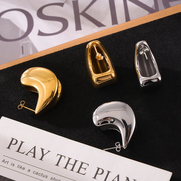 1 Pair Casual Simple Style Water Droplets Patchwork Plating 304 Stainless Steel 18K Gold Plated Ear Studs