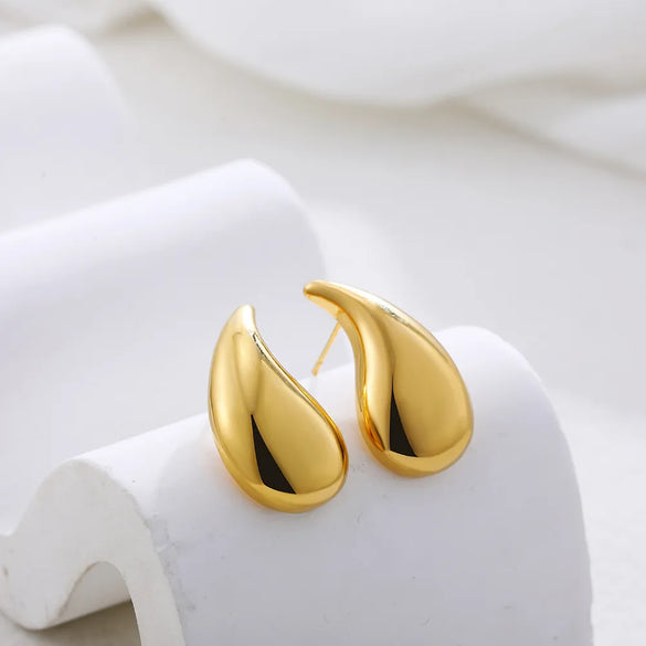 1 Pair Casual Simple Style Water Droplets Titanium Steel Ear Studs