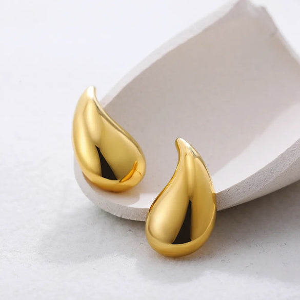 1 Pair Casual Simple Style Water Droplets Titanium Steel Ear Studs