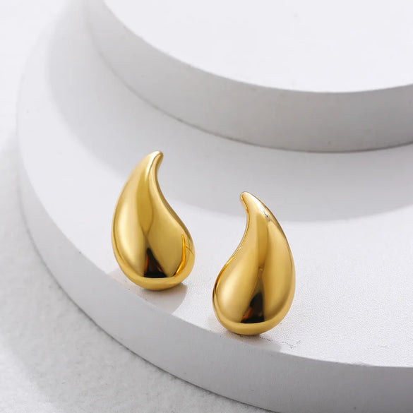 1 Pair Casual Simple Style Water Droplets Titanium Steel Ear Studs