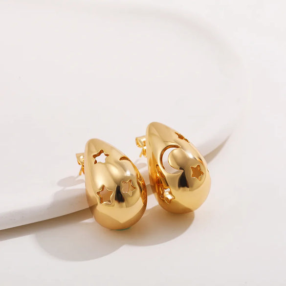 1 Pair Casual Simple Style Water Droplets Titanium Steel Ear Studs