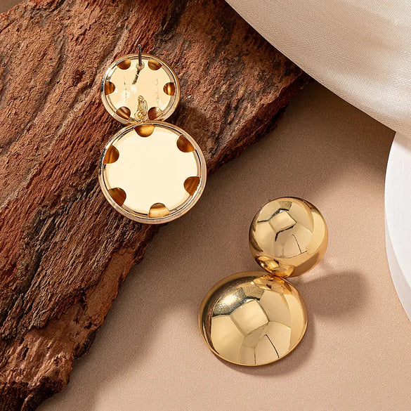 1 Pair Casual Solid Color Commute Round Fish Scales Plating Alloy 14k Gold Plated Drop Earrings