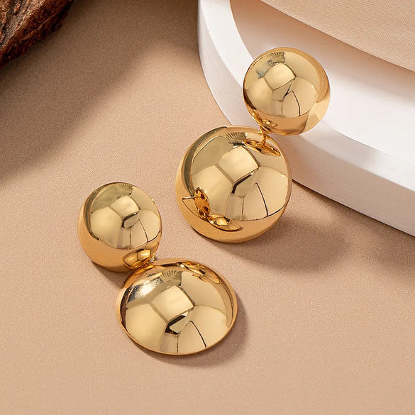 1 Pair Casual Solid Color Commute Round Fish Scales Plating Alloy 14k Gold Plated Drop Earrings