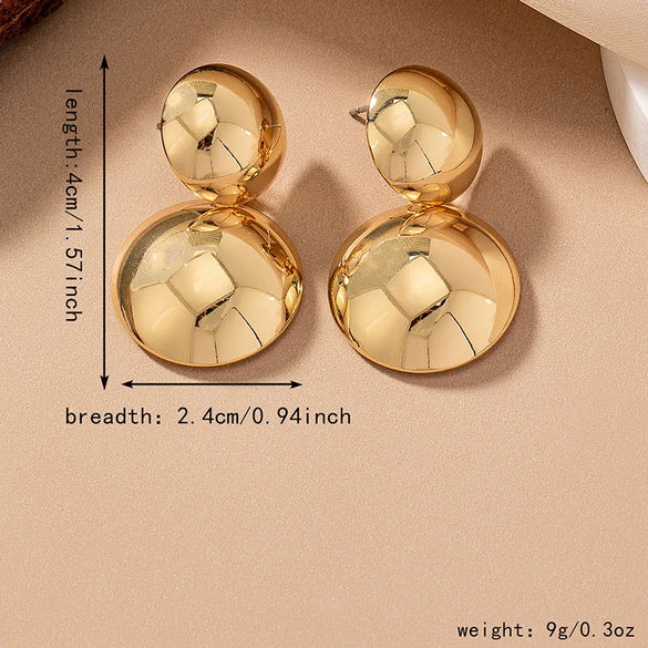 1 Pair Casual Solid Color Commute Round Fish Scales Plating Alloy 14k Gold Plated Drop Earrings