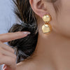 1 Pair Casual Solid Color Commute Round Fish Scales Plating Alloy 14k Gold Plated Drop Earrings