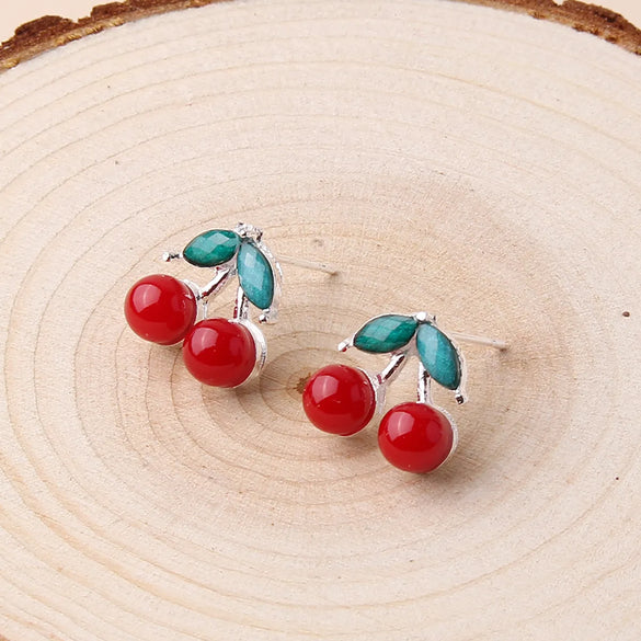 1 Pair Casual Sweet Pastoral Cherry Imitation Pearl Alloy Ear Studs
