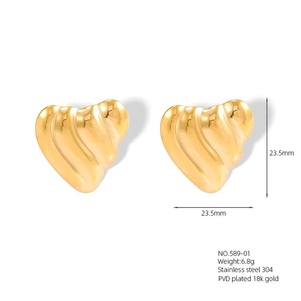 1 Pair Casual Vacation Beach Scallop Heart Shape Bow Knot 304 Stainless Steel 18K Gold Plated Earrings Ear Studs