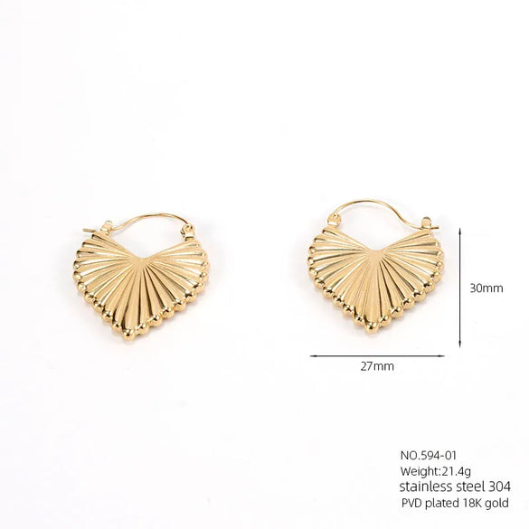 1 Pair Casual Vacation Beach Scallop Heart Shape Bow Knot 304 Stainless Steel 18K Gold Plated Earrings Ear Studs