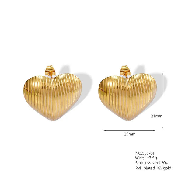 1 Pair Casual Vacation Beach Scallop Heart Shape Bow Knot 304 Stainless Steel 18K Gold Plated Earrings Ear Studs