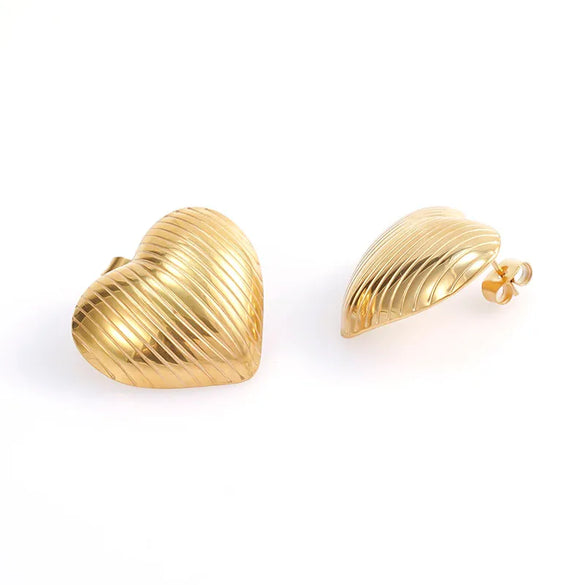 1 Pair Casual Vacation Beach Scallop Heart Shape Bow Knot 304 Stainless Steel 18K Gold Plated Earrings Ear Studs