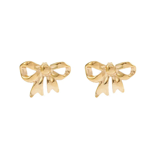 1 Pair Casual Vacation Beach Scallop Heart Shape Bow Knot 304 Stainless Steel 18K Gold Plated Earrings Ear Studs