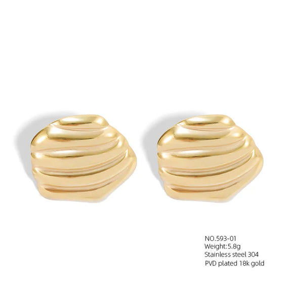 1 Pair Casual Vacation Beach Scallop Heart Shape Bow Knot 304 Stainless Steel 18K Gold Plated Earrings Ear Studs