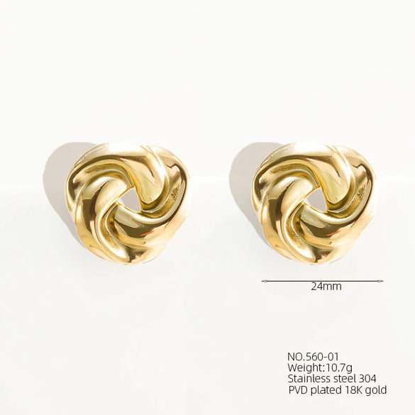 1 Pair Casual Vacation Beach Scallop Heart Shape Bow Knot 304 Stainless Steel 18K Gold Plated Earrings Ear Studs