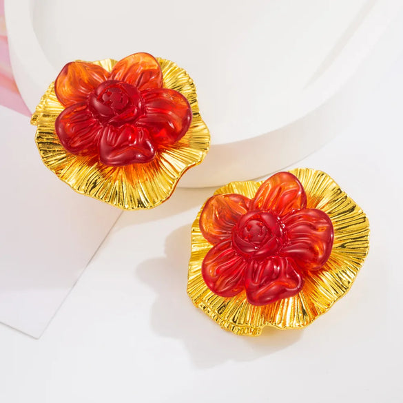 1 Pair Casual Vacation Classic Style Flower Inlay Alloy Artificial Pearls Resin Gold Plated Silver Plated Ear Studs