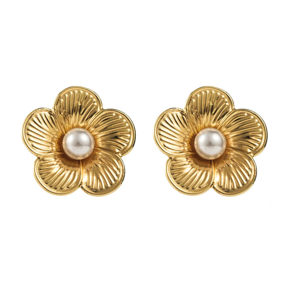 1 Pair Casual Vacation Classic Style Flower Inlay Alloy Artificial Pearls Resin Gold Plated Silver Plated Ear Studs