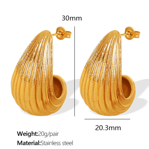 1 Pair Casual Vintage Style Simple Style Arc Water Droplets Polishing Plating 304 Stainless Steel 18K Gold Plated Ear Studs