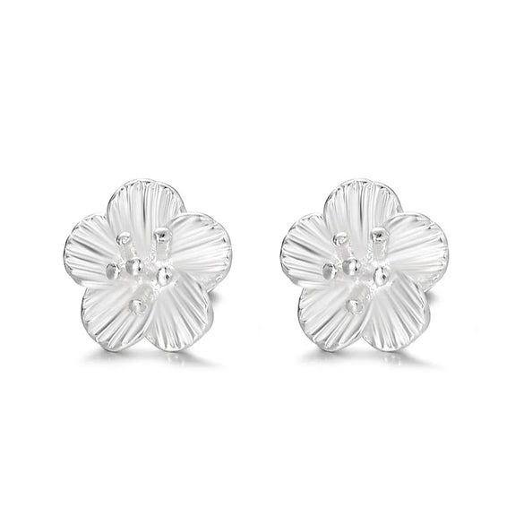 1 Pair Chinoiserie Elegant Flower Plating Sterling Silver Ear Studs