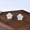 1 Pair Chinoiserie Elegant Flower Plating Sterling Silver Ear Studs
