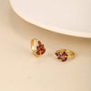 1 Pair Chinoiserie Vintage Style Leaf Grain Plating Inlay Copper Alloy Artificial Gemstones 24k Gold Plated Hoop Earrings
